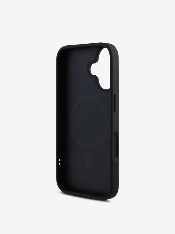 DKNY DKNY PU Leather Silver Metal Logo Magsafe Zadní Kryt pro iPhone 16 Plus Black