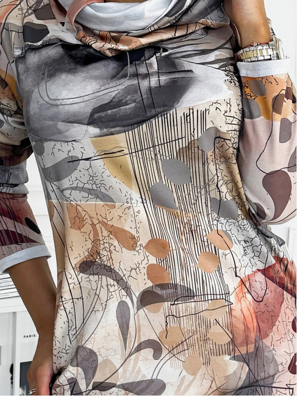 numoco Svetrové šaty s rolákem  - stříbrně hnědá Numoco IRENE