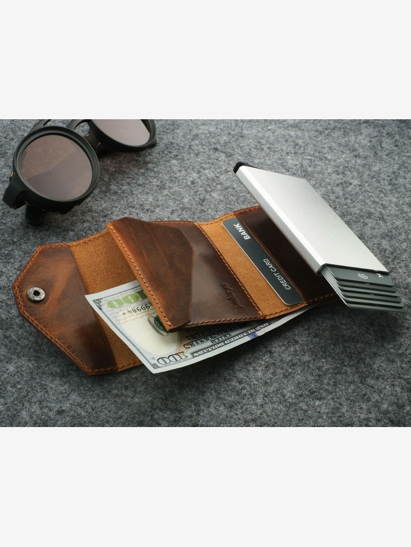 Pularys Pularys pánská kožená peněženka hnědá