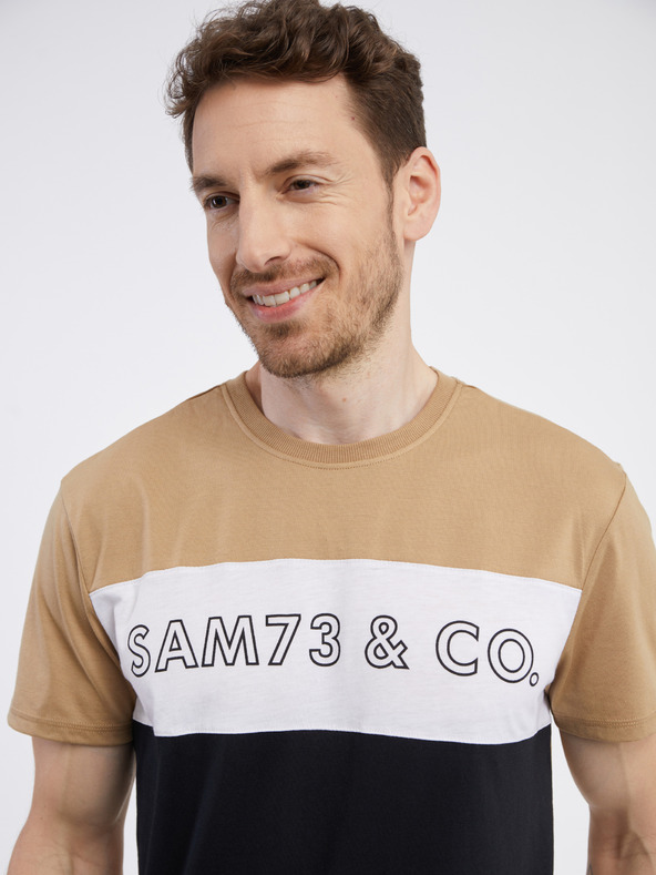 Sam 73 Černo-hnědé pánské tričko SAM 73 Seamus