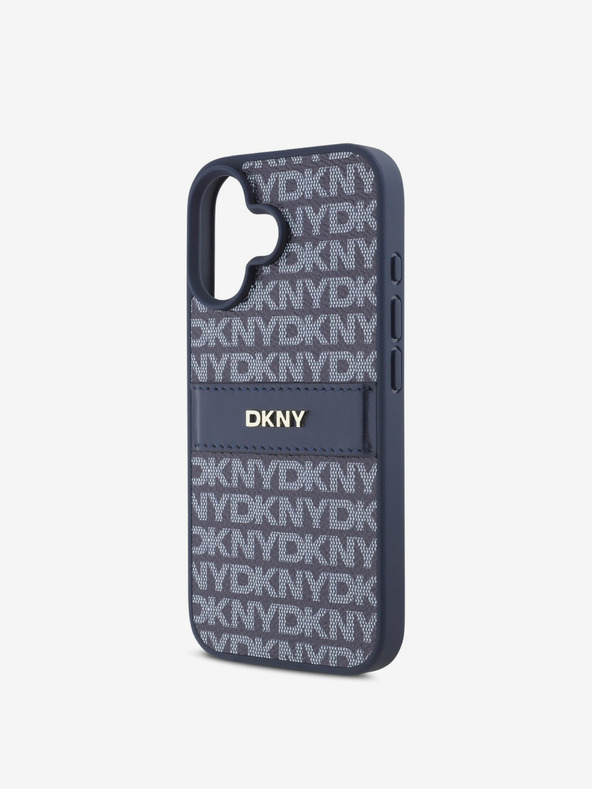 DKNY DKNY PU Leather Repeat Pattern Tonal Stripe Zadní Kryt pro iPhone 16 Blue