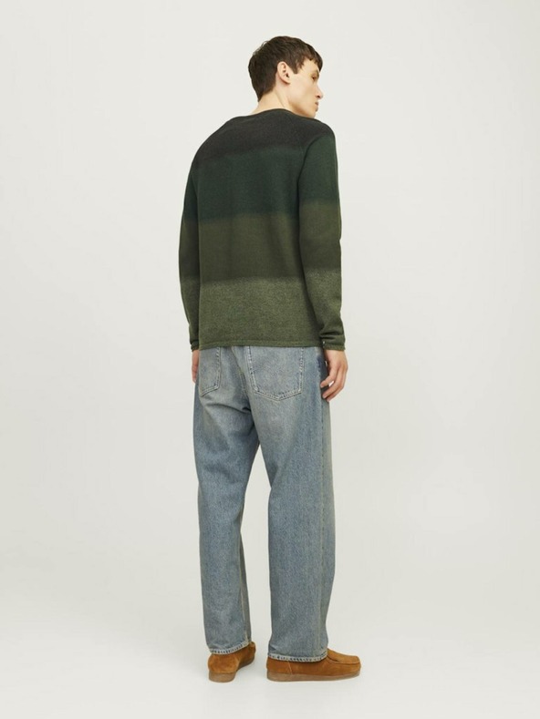 Jack & Jones Zelený pánský pruhovaný svetr Jack & Jones JJEHILL