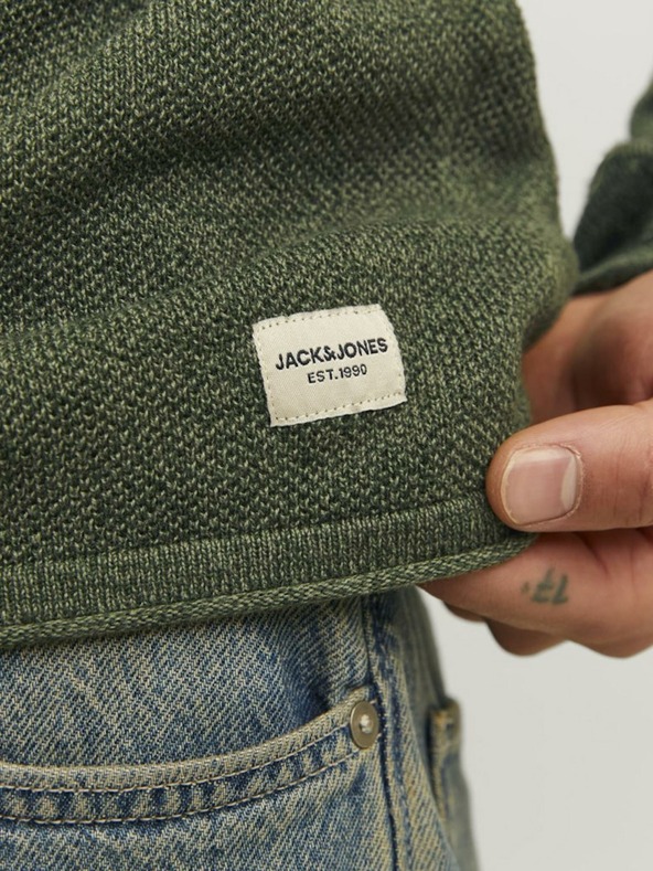Jack & Jones Zelený pánský pruhovaný svetr Jack & Jones JJEHILL