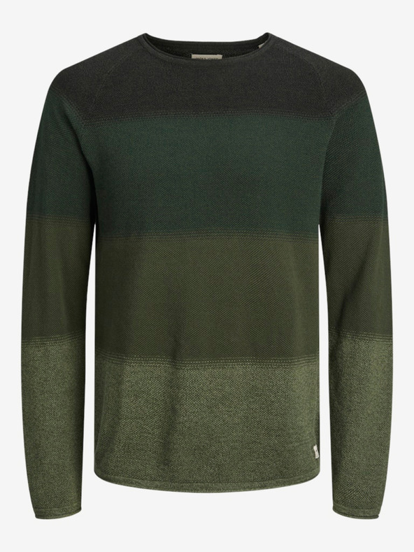 Jack & Jones Zelený pánský pruhovaný svetr Jack & Jones JJEHILL
