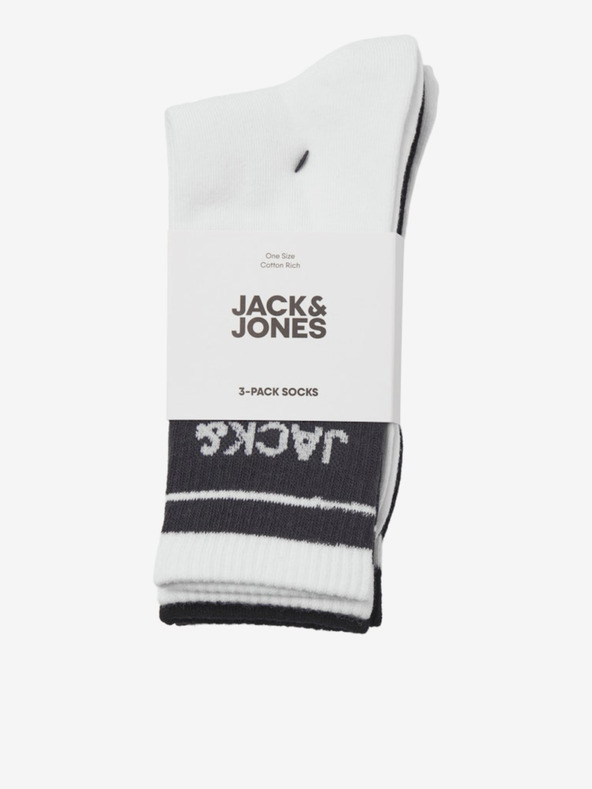 Jack & Jones Sada tří párů pánských ponožek v bílé a černé barvě Jack & Jones