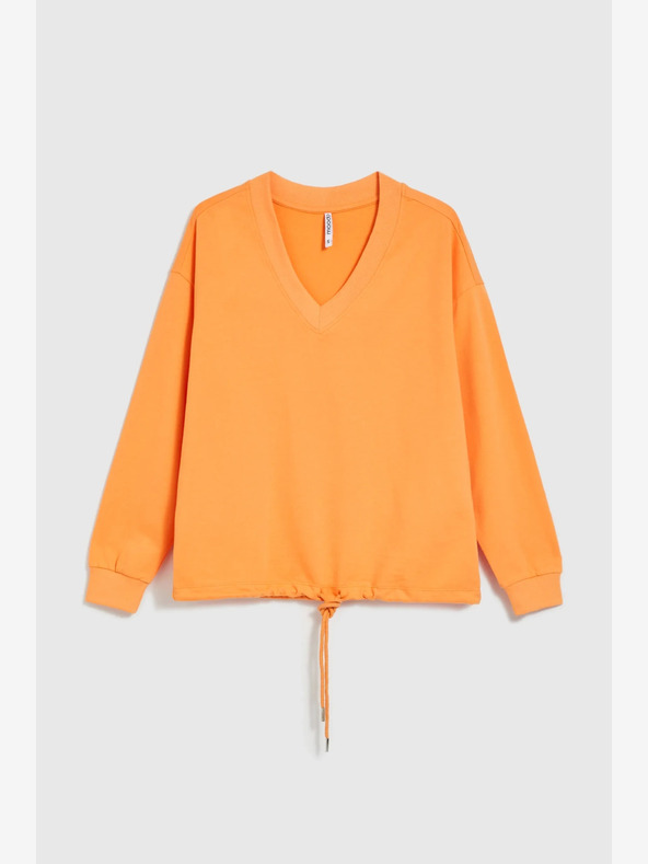 Moodo Oranžová mikina s výstřihem do V Moodo