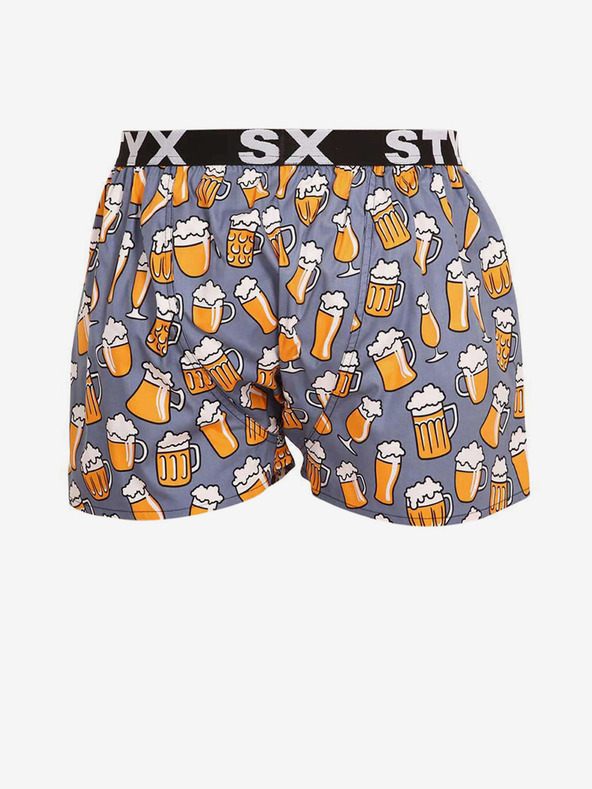 Styx Šedo-žluté trenýrky se sportovní gumou Styx art Pivo