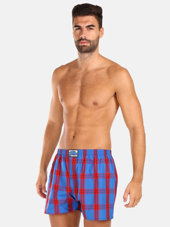 Styx Červené pánské kostkované trenýrky Styx