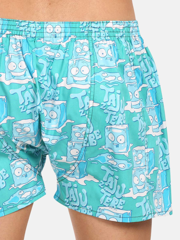 Styx Sada tří pánských vzorovaných trenýrek v tyrkysové, světle zelené a hnědé barvě STYX