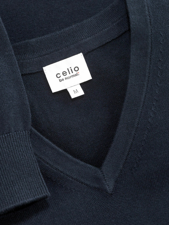 Celio Tmavě modrý pánský basic svetr Celio Decotonv