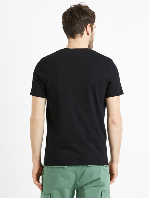 Celio Černé pánské basic tričko Celio Debasev