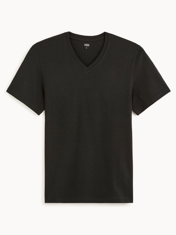 Celio Černé pánské basic tričko Celio Debasev