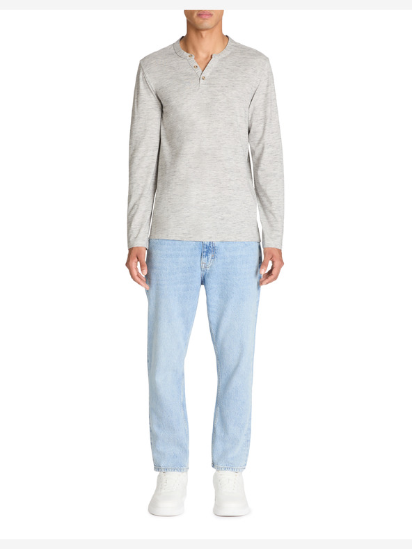 Celio Šedé pánské tričko s dlouhým rukávem Celio Bibow2