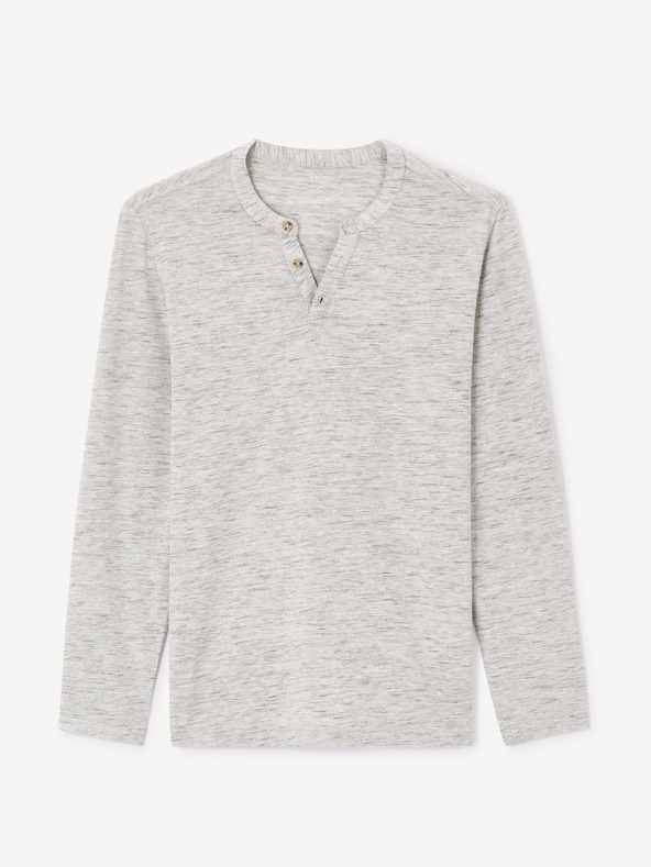 Celio Šedé pánské tričko s dlouhým rukávem Celio Bibow2