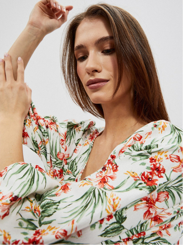 Moodo Bílé dámské vzorované šaty Moodo