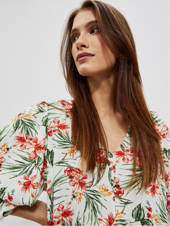 Moodo Bílé dámské vzorované šaty Moodo