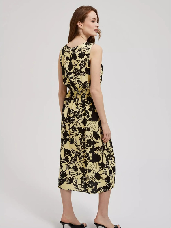 Moodo Žluté květované midi šaty Moodo