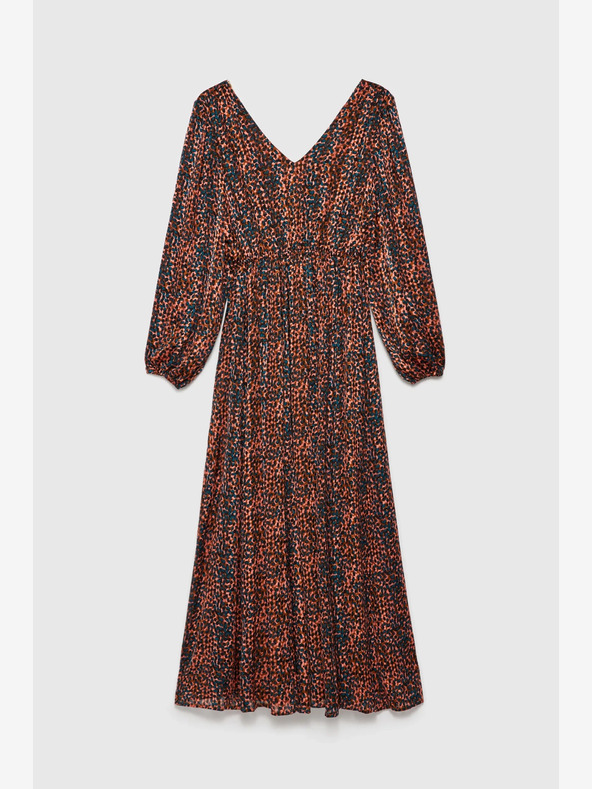 Moodo Oranžovo-hnědé dámské vzorované šaty Moodo