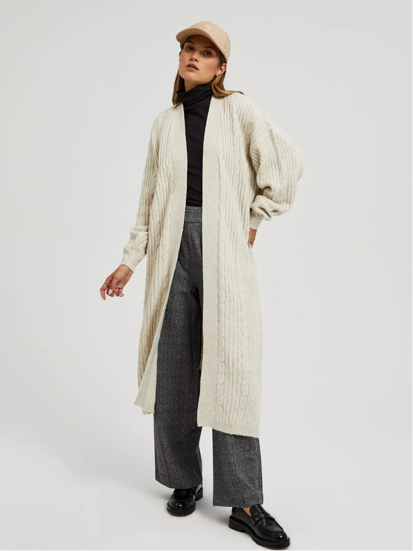 Moodo Béžový dlouhý kardigan Moodo
