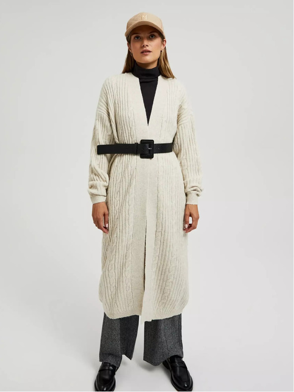 Moodo Béžový dlouhý kardigan Moodo