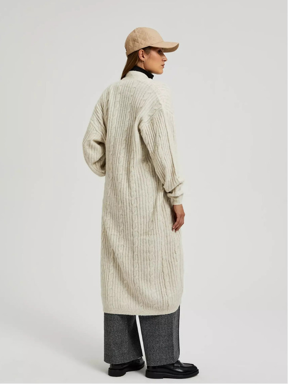 Moodo Béžový dlouhý kardigan Moodo