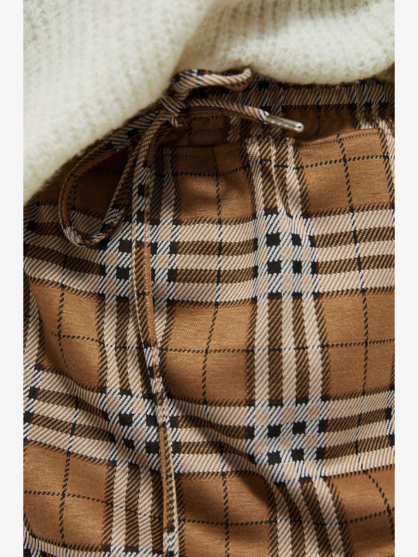 Moodo Hnědá dámská kostkovaná sukně Moodo