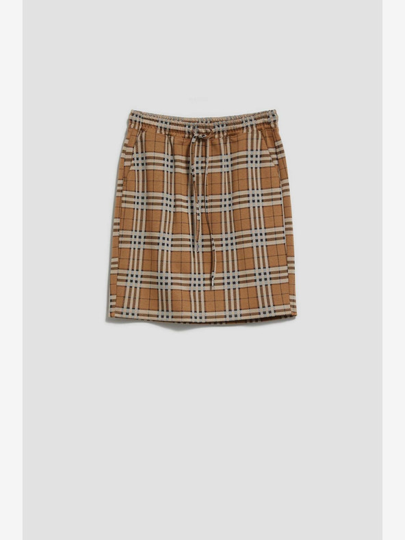 Moodo Hnědá dámská kostkovaná sukně Moodo