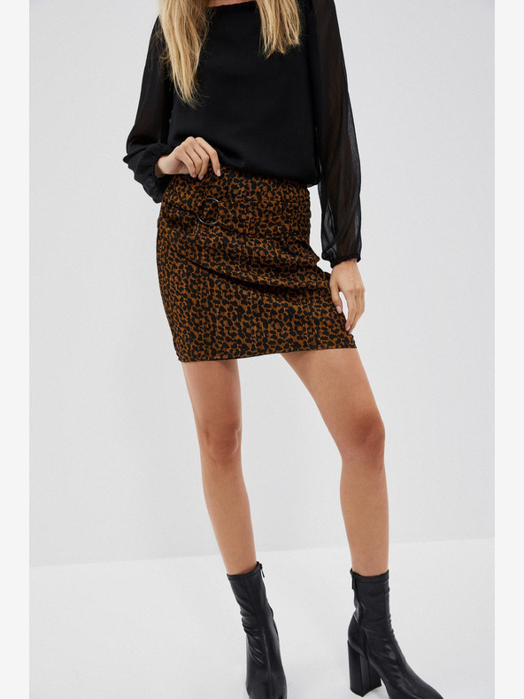 Moodo Černo-hnědá dámská vzorovaná sukně Moodo