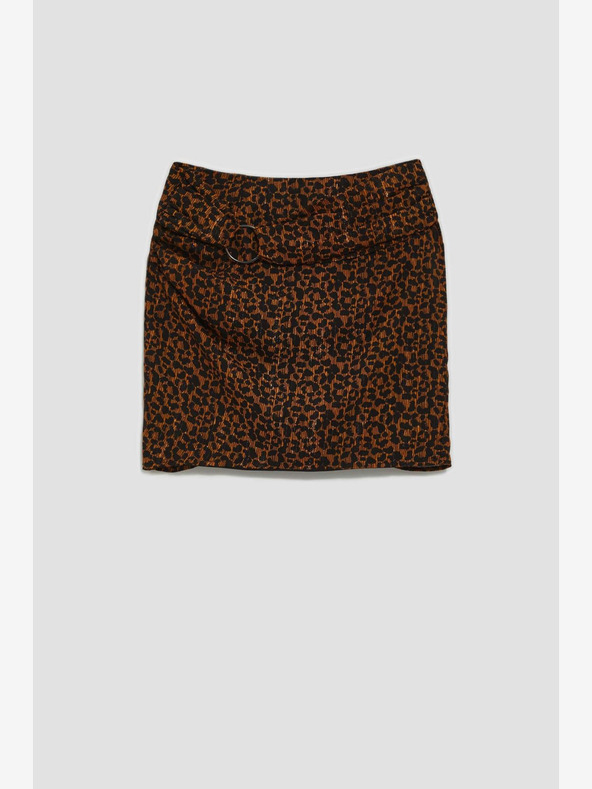 Moodo Černo-hnědá dámská vzorovaná sukně Moodo