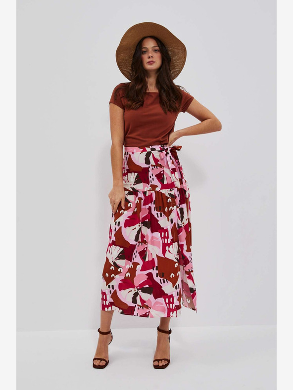 Moodo Červeno-růžová dámská vzorovaná sukně Moodo
