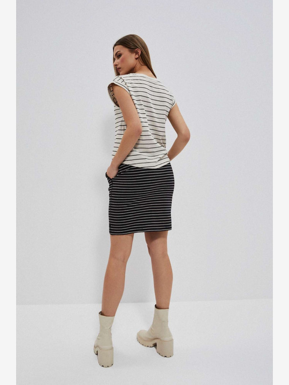 Moodo Bílo-černá dámská pruhovaná sukně Moodo