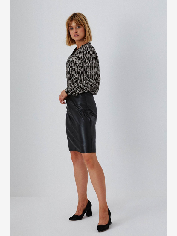 Moodo Černá dámská koženková sukně Moodo