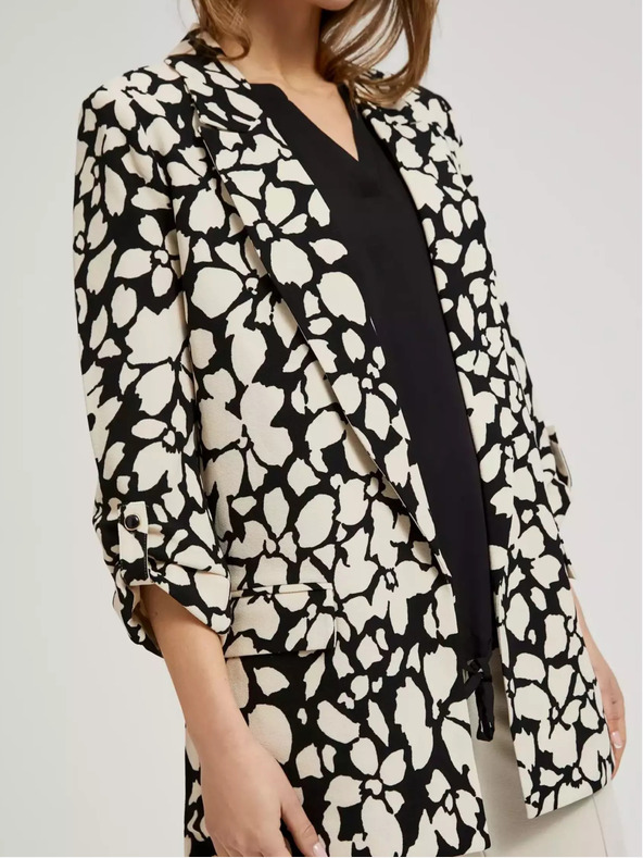 Moodo Černo-krémové dámské vzorované sako Moodo