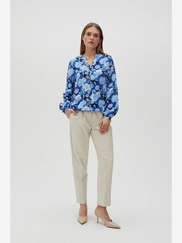 Moodo Modrá dámská květovaná halenka Moodo