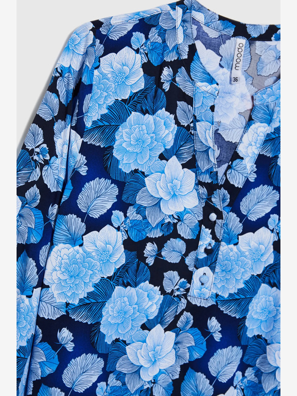 Moodo Modrá dámská květovaná halenka Moodo