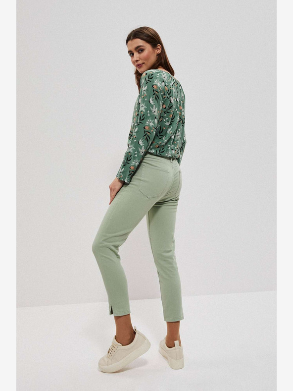 Moodo Světle zelené dámské kalhoty Moodo