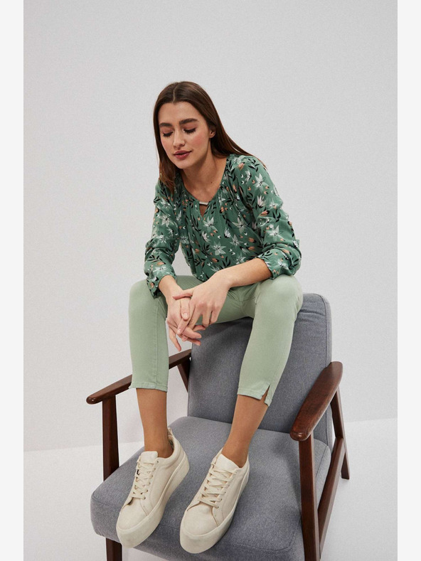 Moodo Světle zelené dámské kalhoty Moodo