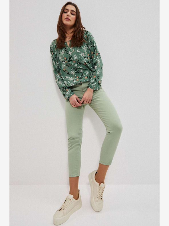 Moodo Světle zelené dámské kalhoty Moodo