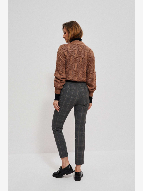 Moodo Šedé dámské kostkované kalhoty Moodo