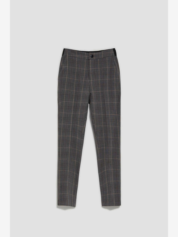 Moodo Šedé dámské kostkované kalhoty Moodo