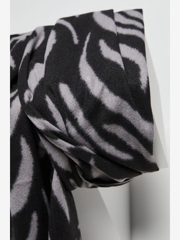 Moodo Šedo-černá dámská vzorovaná šála Moodo