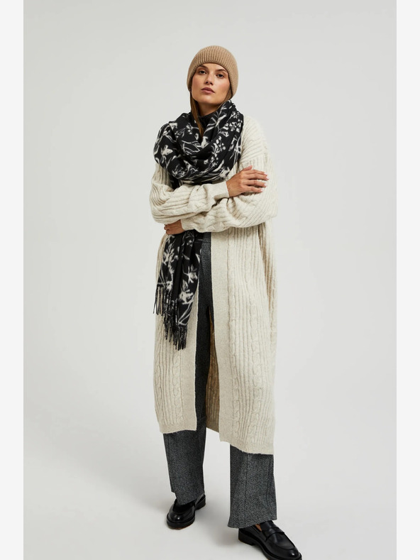 Moodo Bílo-černá dámská vzorovaná šála Moodo