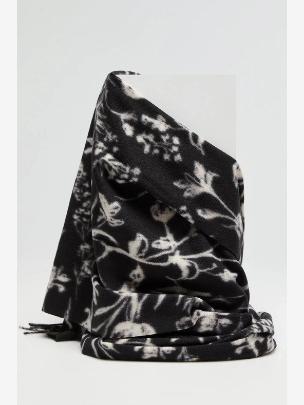 Moodo Bílo-černá dámská vzorovaná šála Moodo