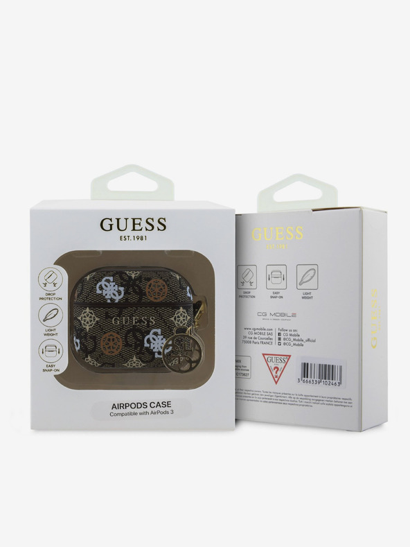 Guess Guess PU 4G Peony Charm Pouzdro pro AirPods 3 Brown