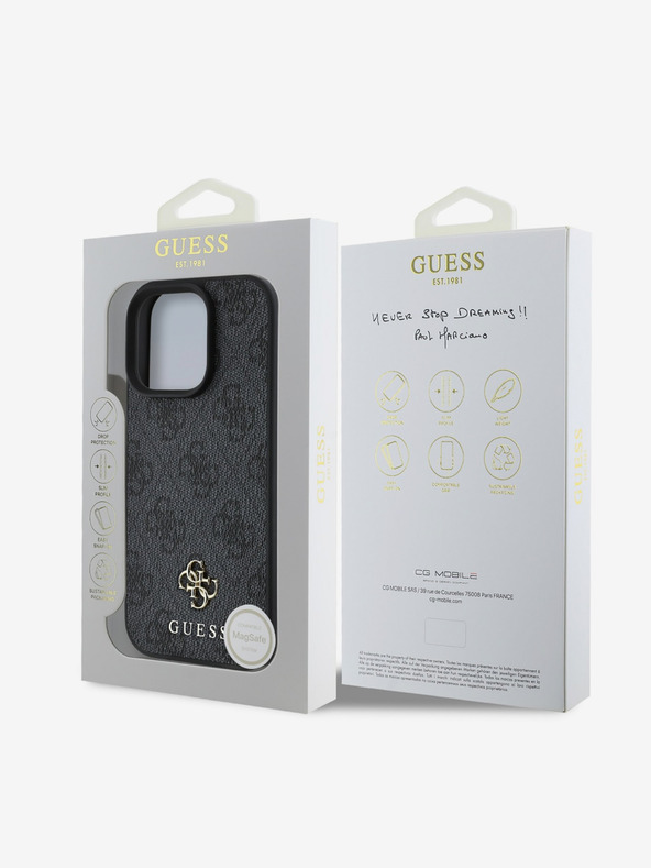 Guess Guess PU 4G Small Metal Logo MagSafe Zadní Kryt pro iPhone 16 Pro Grey