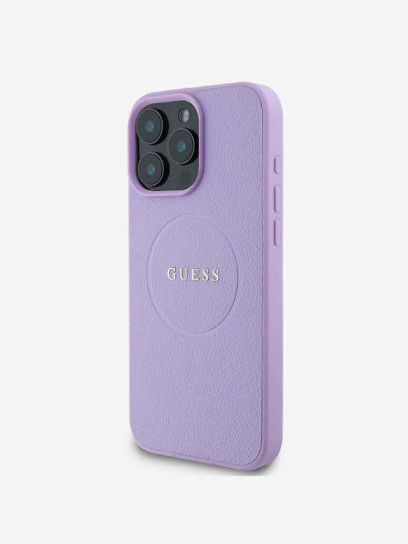 Guess Guess PU Grained Classic Logo MagSafe Zadní Kryt pro iPhone 16 Pro Purple