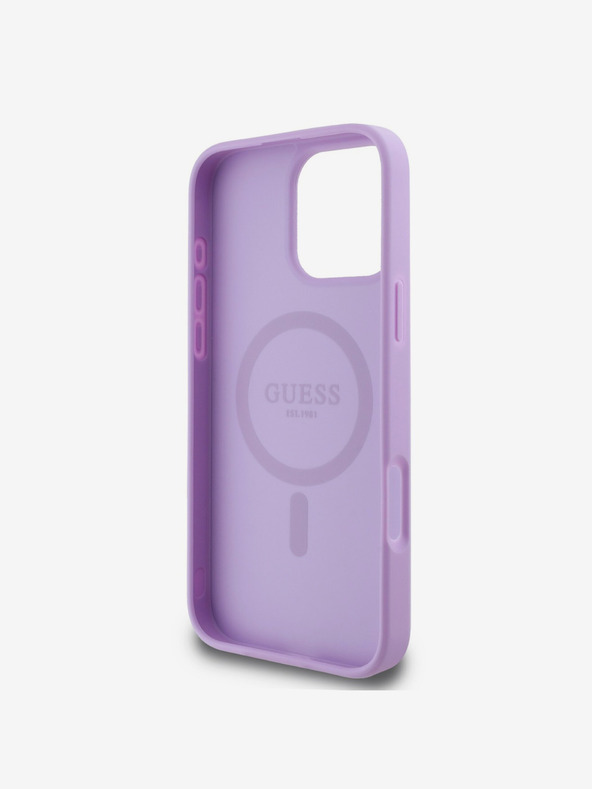 Guess Guess PU Grained Classic Logo MagSafe Zadní Kryt pro iPhone 16 Pro Purple