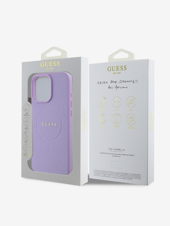 Guess Guess PU Grained Classic Logo MagSafe Zadní Kryt pro iPhone 16 Pro Purple