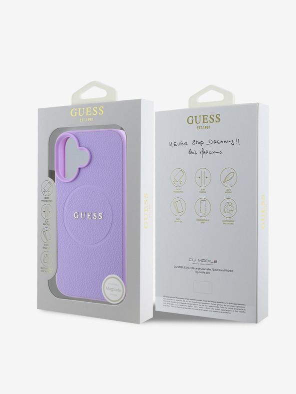 Guess Guess PU Grained Classic Logo MagSafe Zadní Kryt pro iPhone 16 Purple