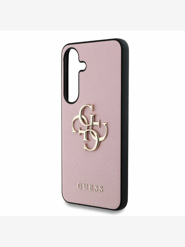 Guess Guess PU Grained 4G Metal Logo Zadní Kryt pro Samsung Galaxy S25 Pink